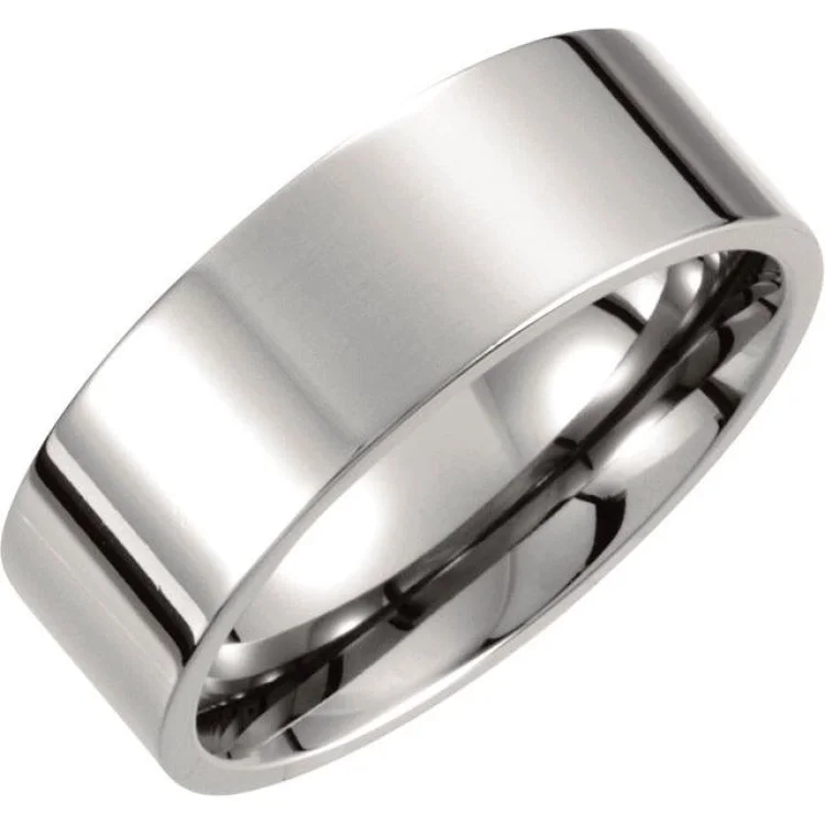 Titanium 8 mm Flat Polished Band Size 12.5