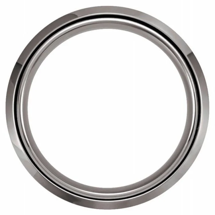 Tungsten 8 mm Satin & Beveled-Edge Band Size 9