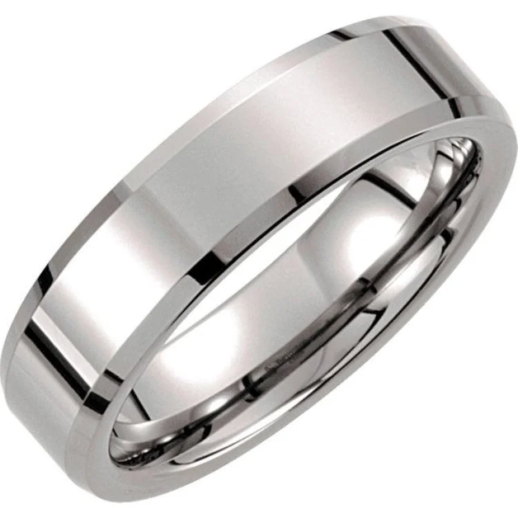 Tungsten 6 mm Beveled-Edge Band Size 8