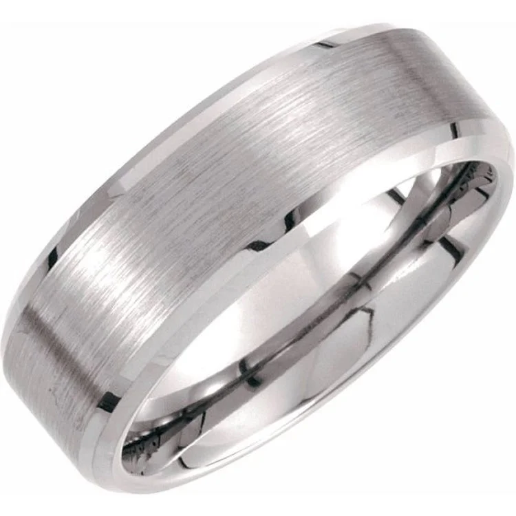 Tungsten 8 mm Beveled-Edge Band with Satin Center Size 9