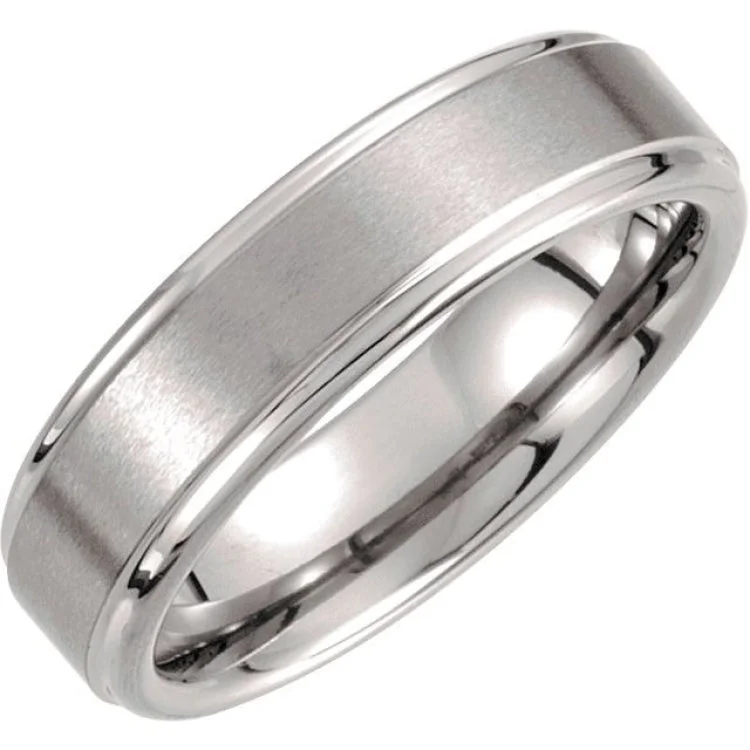 Tungsten 6 mm Satin and Polished Edge Band Size 12.5