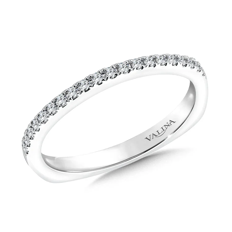 True fit matching diamond wedding band and a beautiful reminder of that special day for years to come.