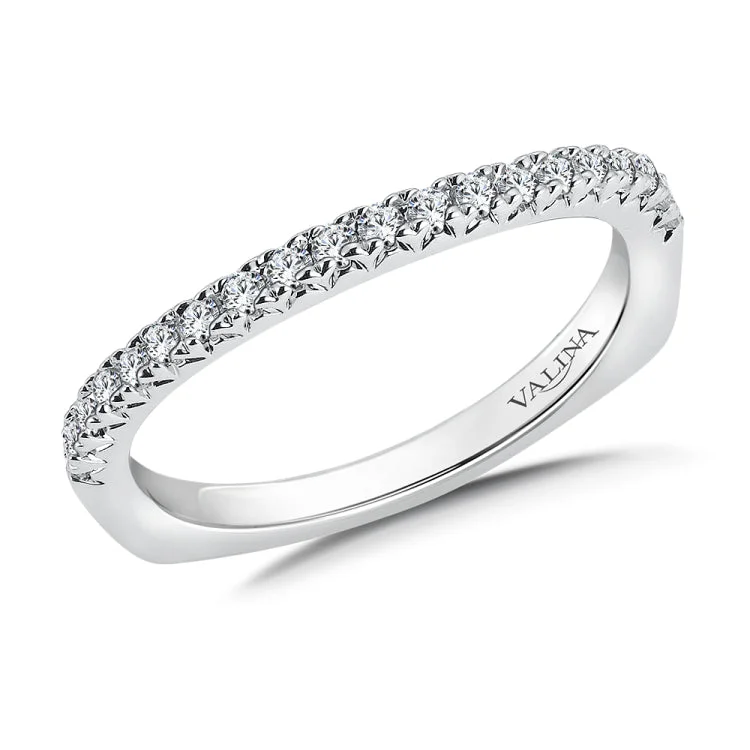 True fit matching diamond wedding band and a beautiful reminder of that special day for years to come.