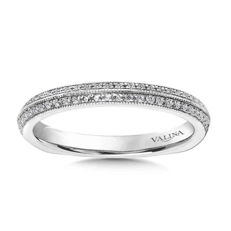 True fit matching diamond wedding band and a beautiful reminder of that special day for years to come.