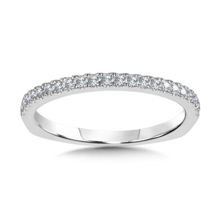 True fit matching diamond wedding band and a beautiful reminder of that special day for years to come.