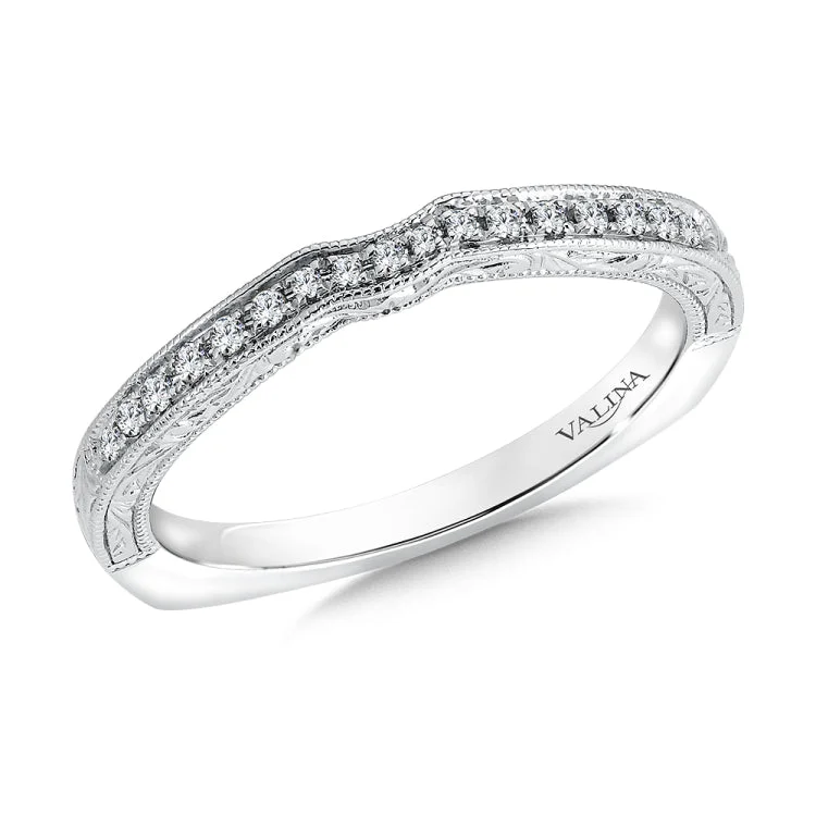 True fit matching diamond wedding band and a beautiful reminder of that special day for years to come.