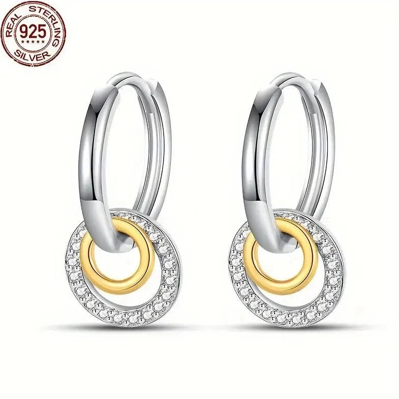 Sterling Silver High Quality Women Multi Circle Hoop Earrings