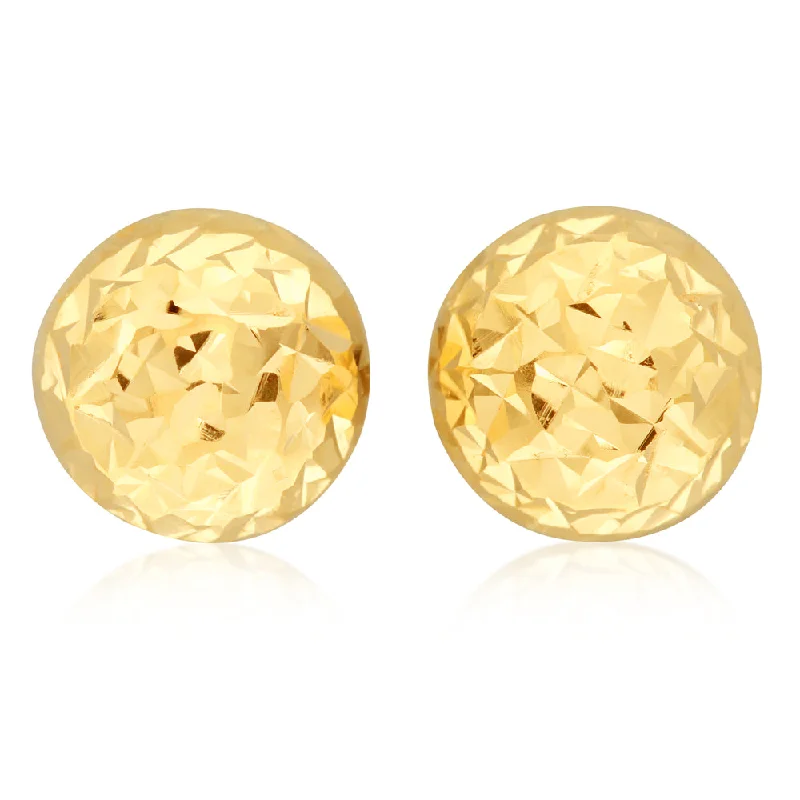 9ct Yellow Gold Diamond Cut Half Round 6mm Stud Earrings