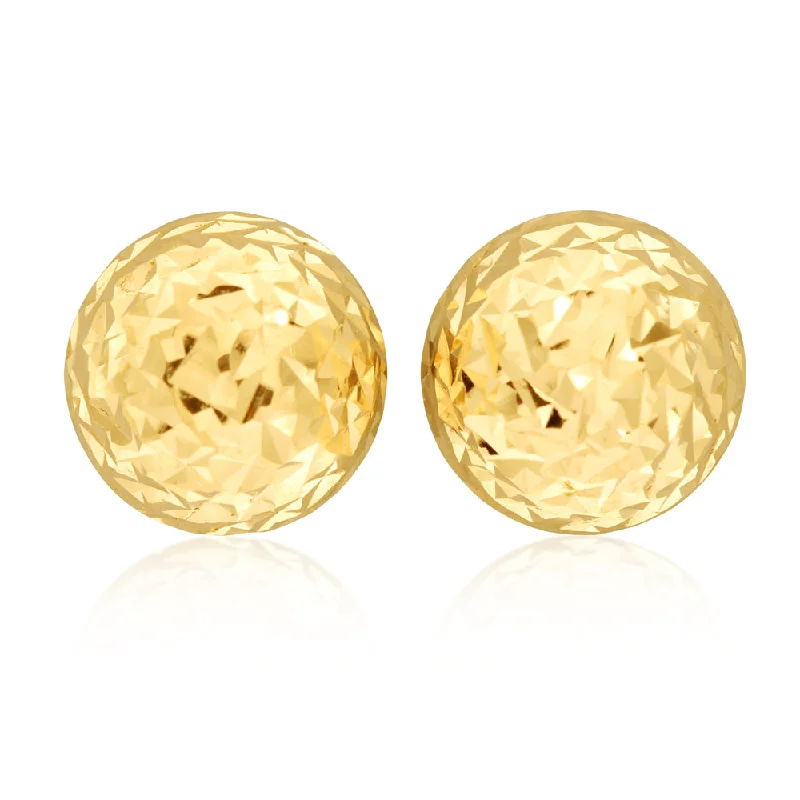 9ct Yellow Gold Diamond Cut Half Round 7mm Stud Earrings