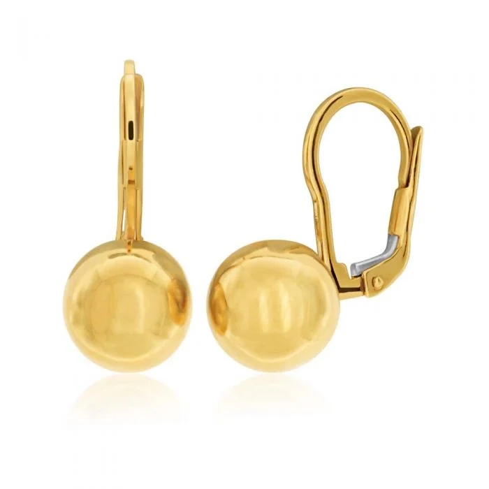 9ct Yellow Gold Euroball Drop Earrings