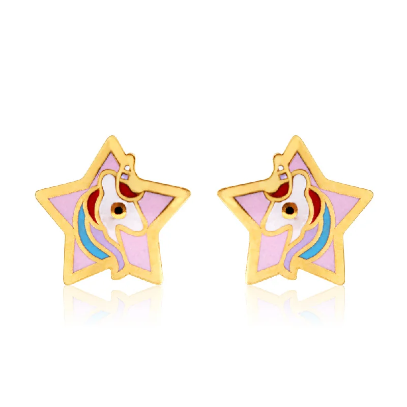 9ct Yellow Gold Lacquerized Star Stud Earrings