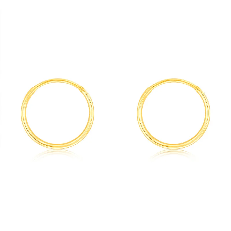 9ct Yellow Gold Plain 10mm Sleeper Earrings