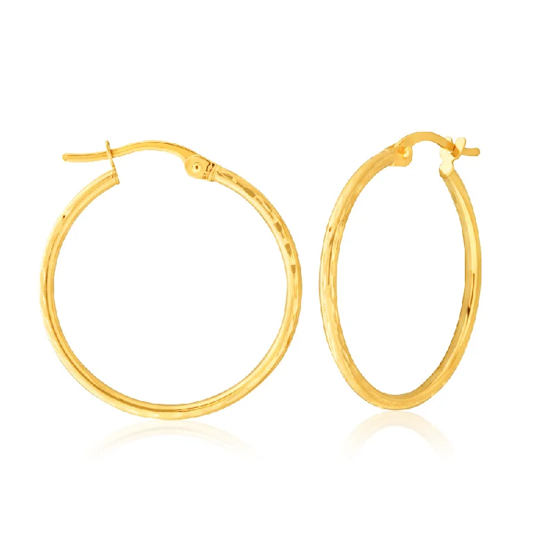 9ct Yellow Gold Plain 20mm Hoop Earrings