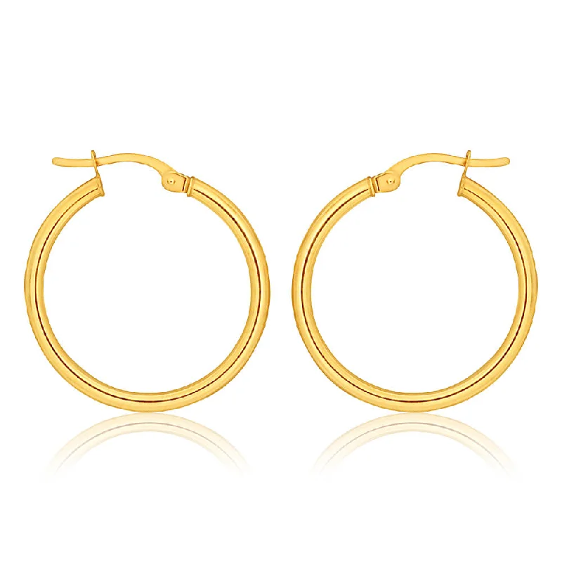 9ct Yellow Gold Plain Hoop 20mm European made