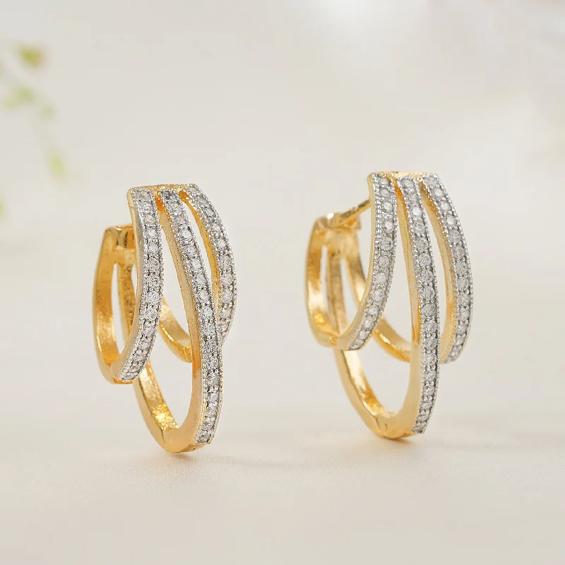 Amazing three line diamond studded hoops earring