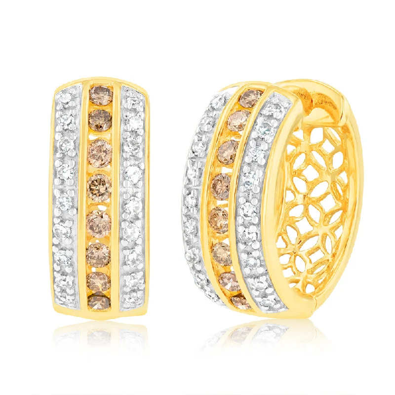 Australian Diamond 9ct Yellow Gold Diamond Hoop Earrings