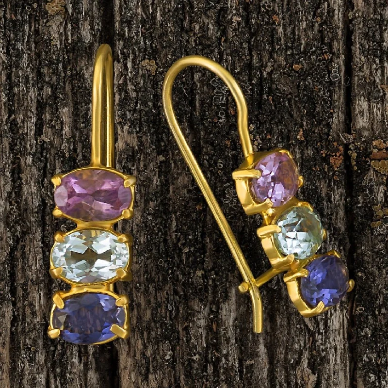 Diana Daring Amethyst, Topaz and Iolite Earrings