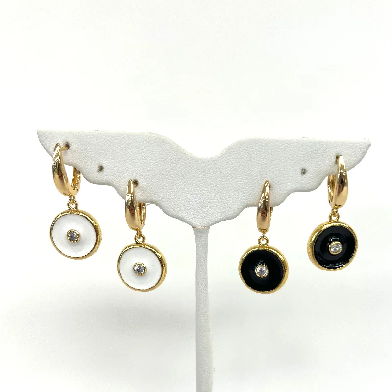 Enamel and CZ Stud Earrings