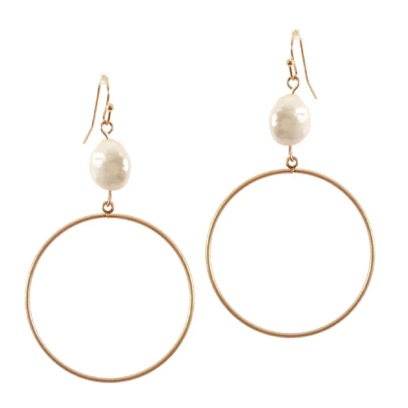 Freshwater Coin Pearl and Hoop Earring