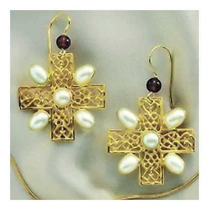 Gloucester Pearl Cross Earrings