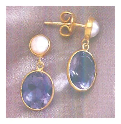 Marmara Iolite and Pearl Earrings