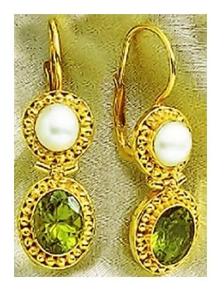 Priscilla Penworthy Peridot and Pearl Earrings