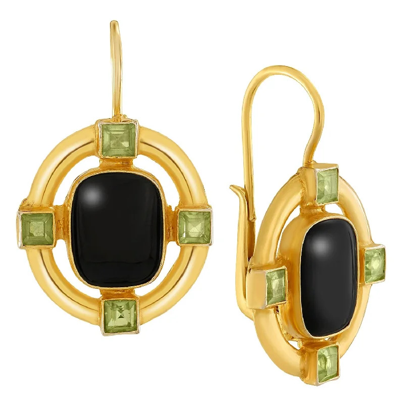 Surrey Onyx and Peridot Earrings