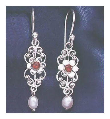 Titania Garnet and Pearl Earrings