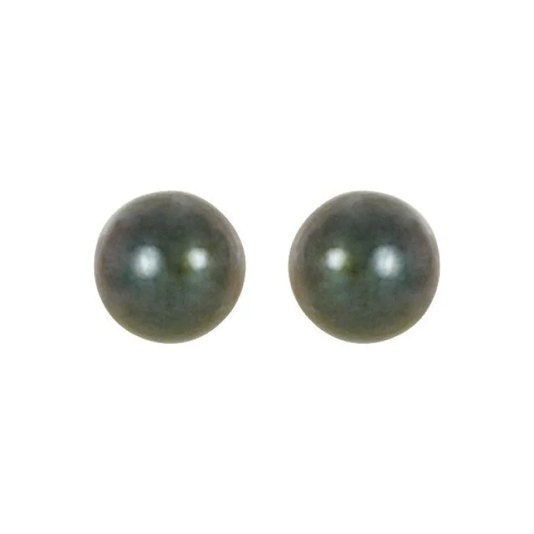 14K White 4 mm Cultured Black Akoya Pearl Earrings