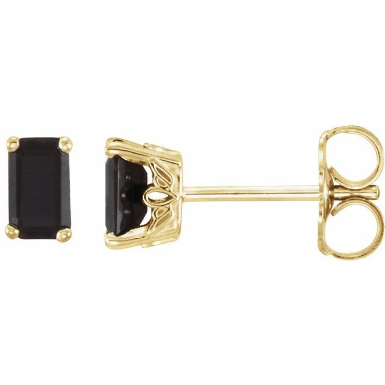 14K Yellow Natural Black Onyx Earrings