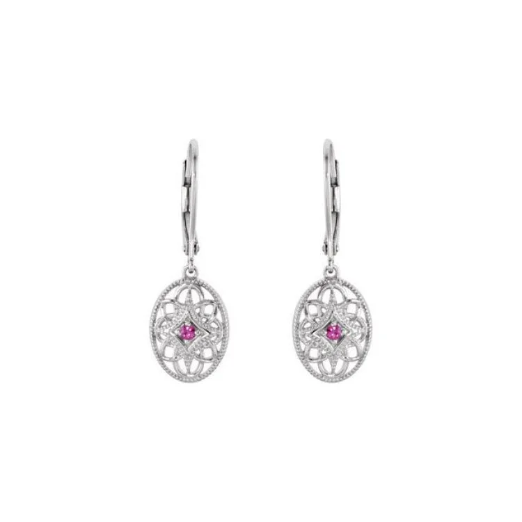 Sterling Silver Natural Ruby Lever Back Earrings