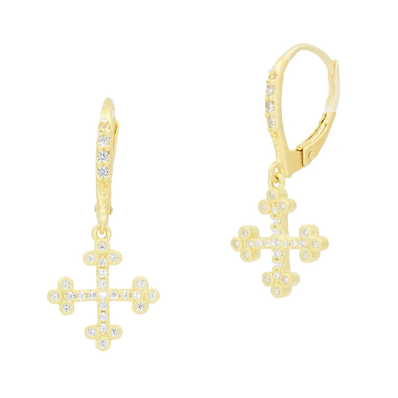 Freida Rothman Cross Leverback Earrings