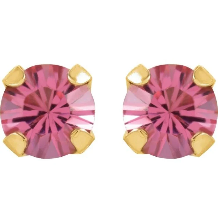 14K Yellow Imitation Pink Tourmaline Inverness® Piercing Earrings