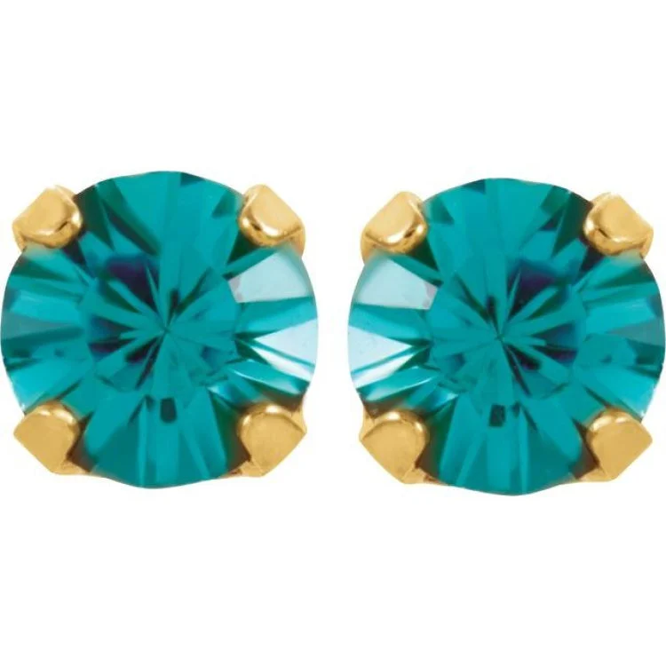 14K Yellow Imitation Blue Zircon Inverness® Piercing Earrings