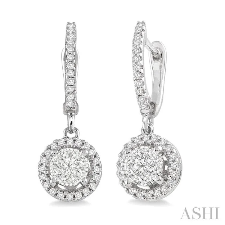 1/2 Ctw Lovebright Round Cut Diamond Earrings in 14K White Gold