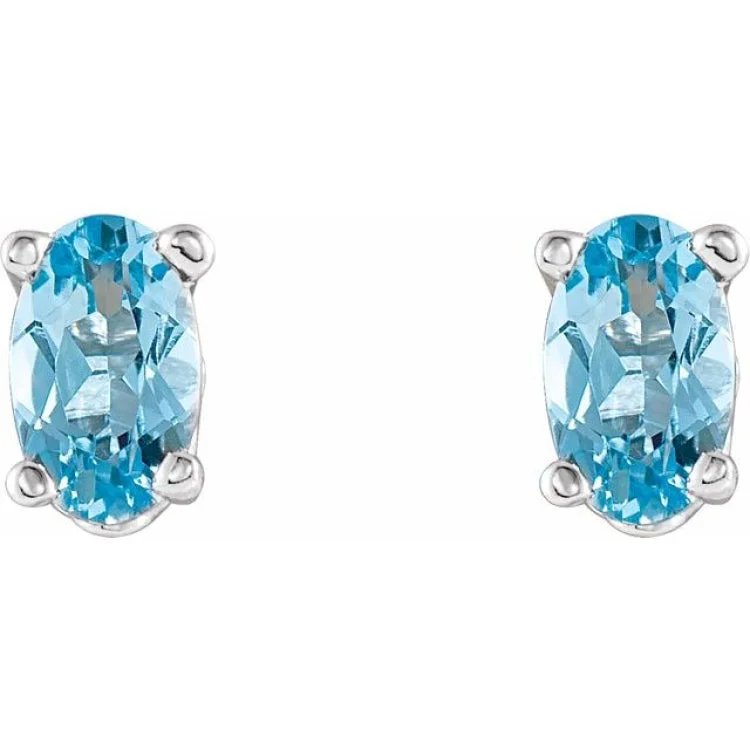 14K White Natural Aquamarine Earrings