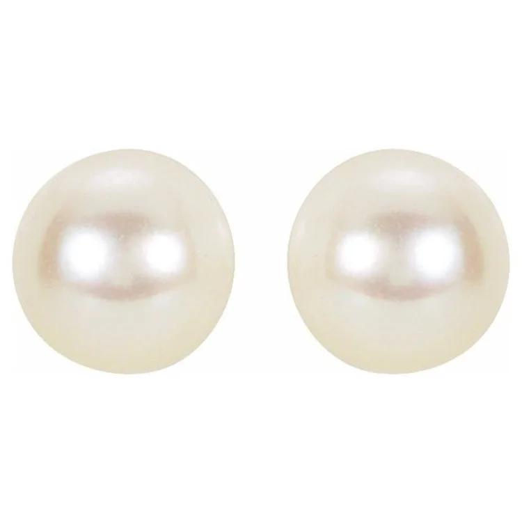 14K White 6 mm Cultured White Akoya Pearl Earrings