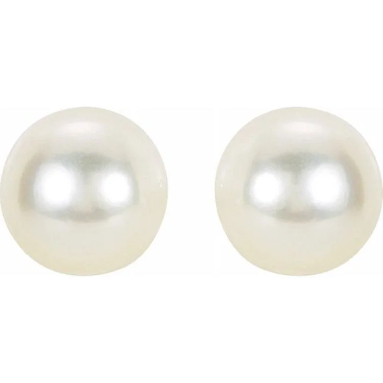 14K White 7 mm Cultured White Akoya Pearl Earrings