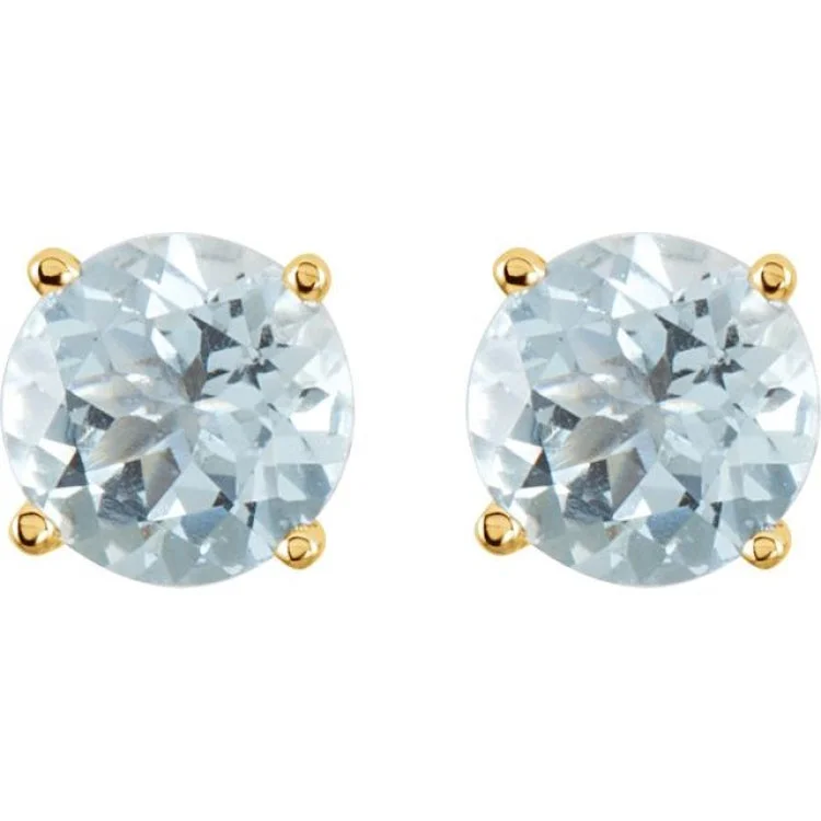 14K Yellow 2.5 mm Natural Aquamarine Stud Earrings with Friction Post