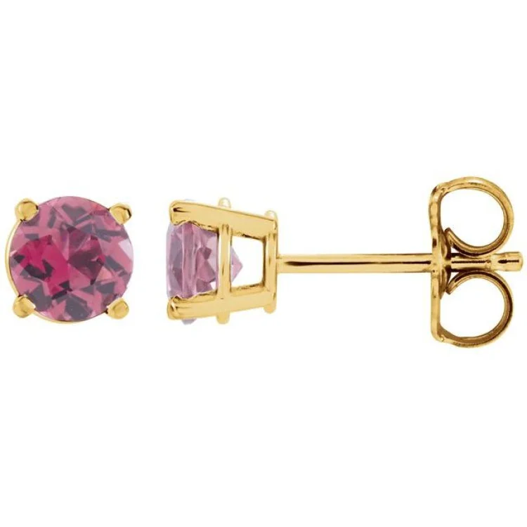 14K Yellow 2.5 mm Natural Pink Tourmaline Stud Earrings with Friction Post