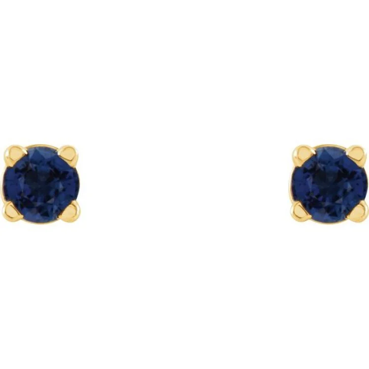 14K Yellow 2.5 mm Lab-Grown Blue Sapphire Stud Earrings with Friction Post