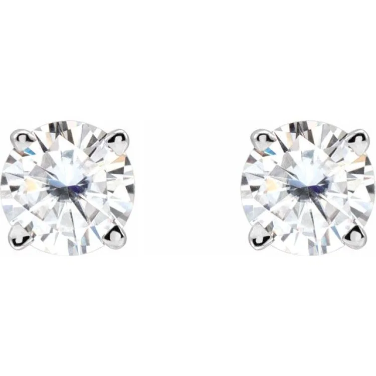 Sterling Silver 4.5 mm Stuller Lab-Grown Moissanite Stud Earrings with Friction Post