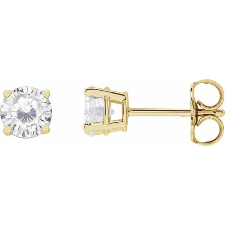 14K Yellow 5 mm Stuller Lab-Grown Moissanite Stud Earrings with Friction Post