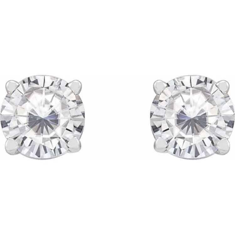 14K White 5 mm Stuller Lab-Grown Moissanite Stud Earrings with Friction Post