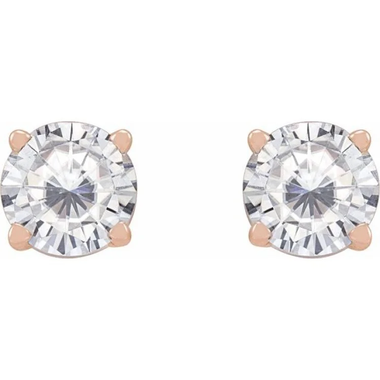 14K Rose 5 mm Stuller Lab-Grown Moissanite Stud Earrings with Friction Post