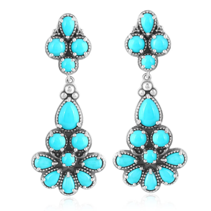 Sterling Silver Kingman Turquoise Chandelier Earrings