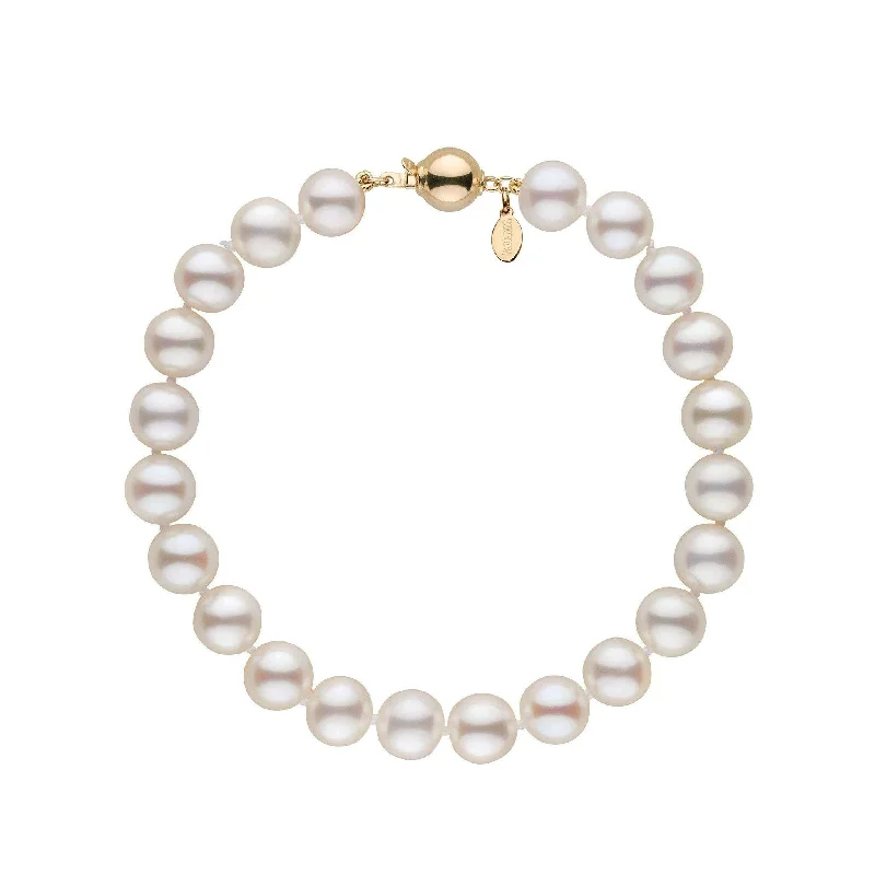 7.0-7.5 mm White Hanadama Akoya Pearl Bracelet