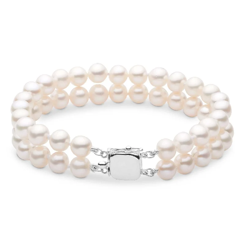 7.5-8.0 mm White Freshwater AA+ Pearl Double Strand Bracelet