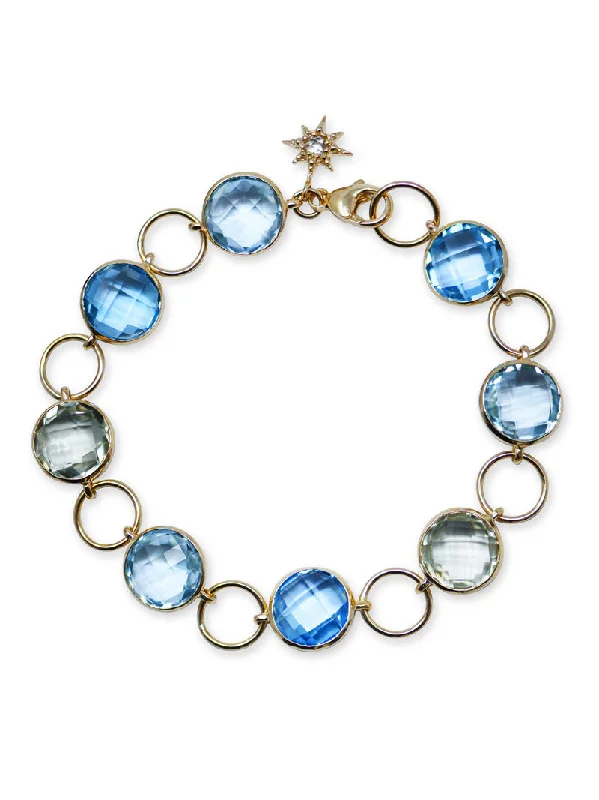 Classique Multicolor Gemstone Bezel Link Bracelet