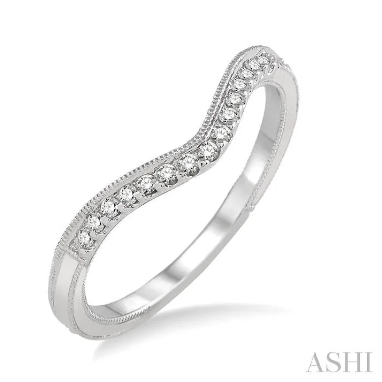 1/10 Ctw Round Cut Diamond Wedding Band in 14K White Gold